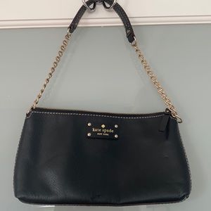 Kate spade black purse with gold chain and detailing